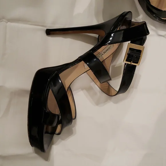 Black Patent Leather Open Toe Jimmy Choo Heels - Picture 4 of 4